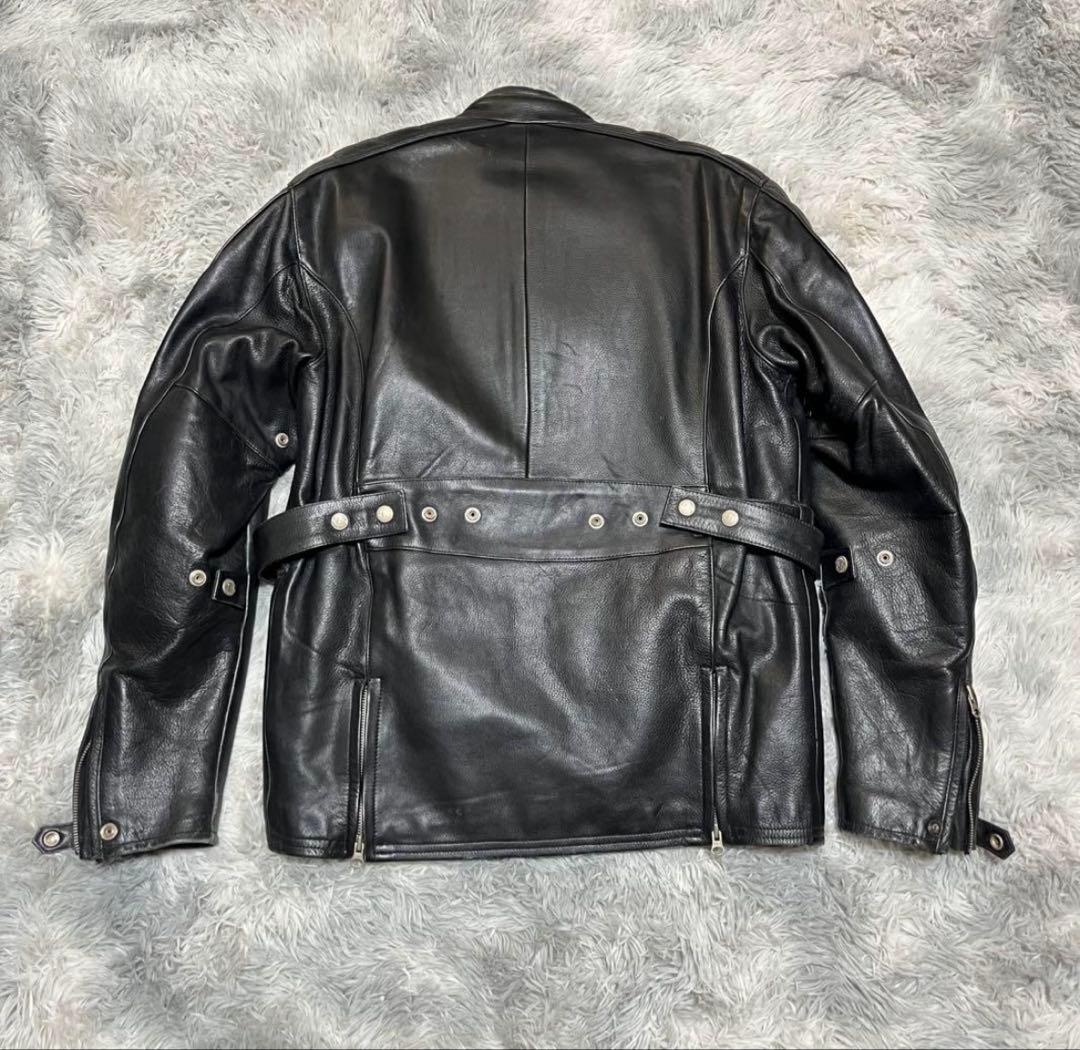 【良品】MOTO FIELD 牛革 レザーライダースジャケットBLACK LL