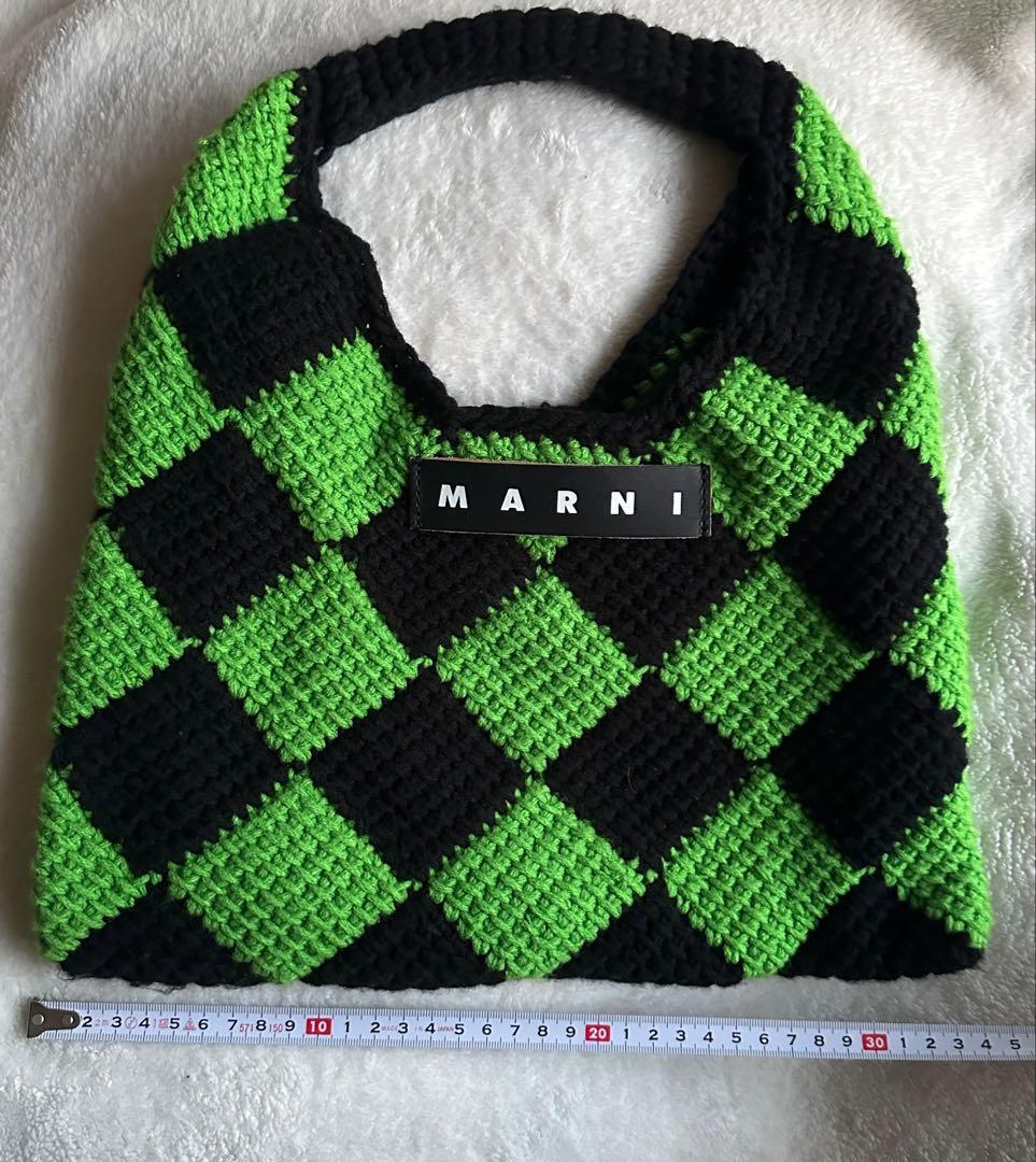 MARNI チェック柄トートバッグ グリーン/ブラック