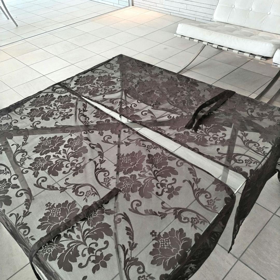 ち*ら様 新品✨️未使用川島セルコンエレガント目隠し暖簾レース　花柄ブラウン2セ