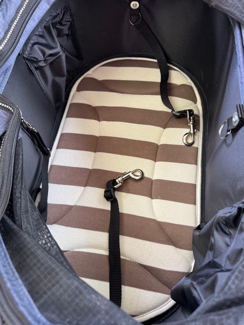 ダブルペットカート ネイビー メッシュ窓付き