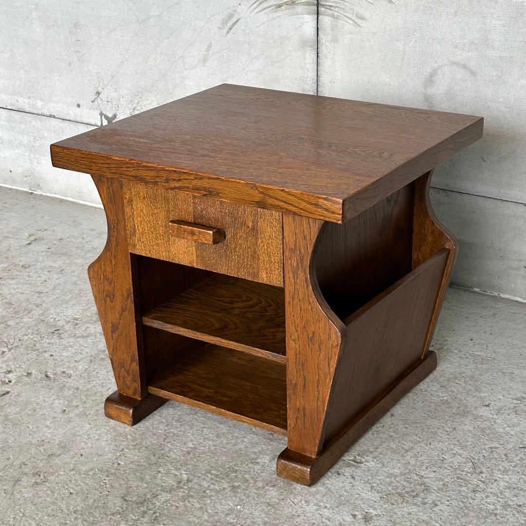 ✦オランダ家具✦オーク材サイドテーブル マガジンラック付　コーヒーテーブル