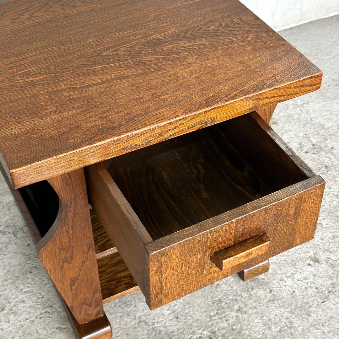 ✦オランダ家具✦オーク材サイドテーブル マガジンラック付　コーヒーテーブル