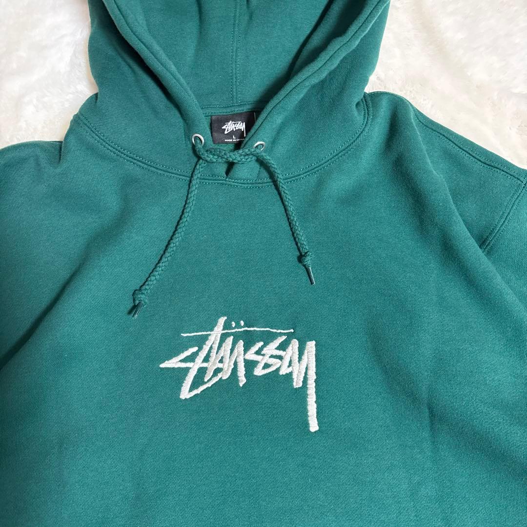 【ビッグシルエット】stussy スウェットパーカー　L グリーン