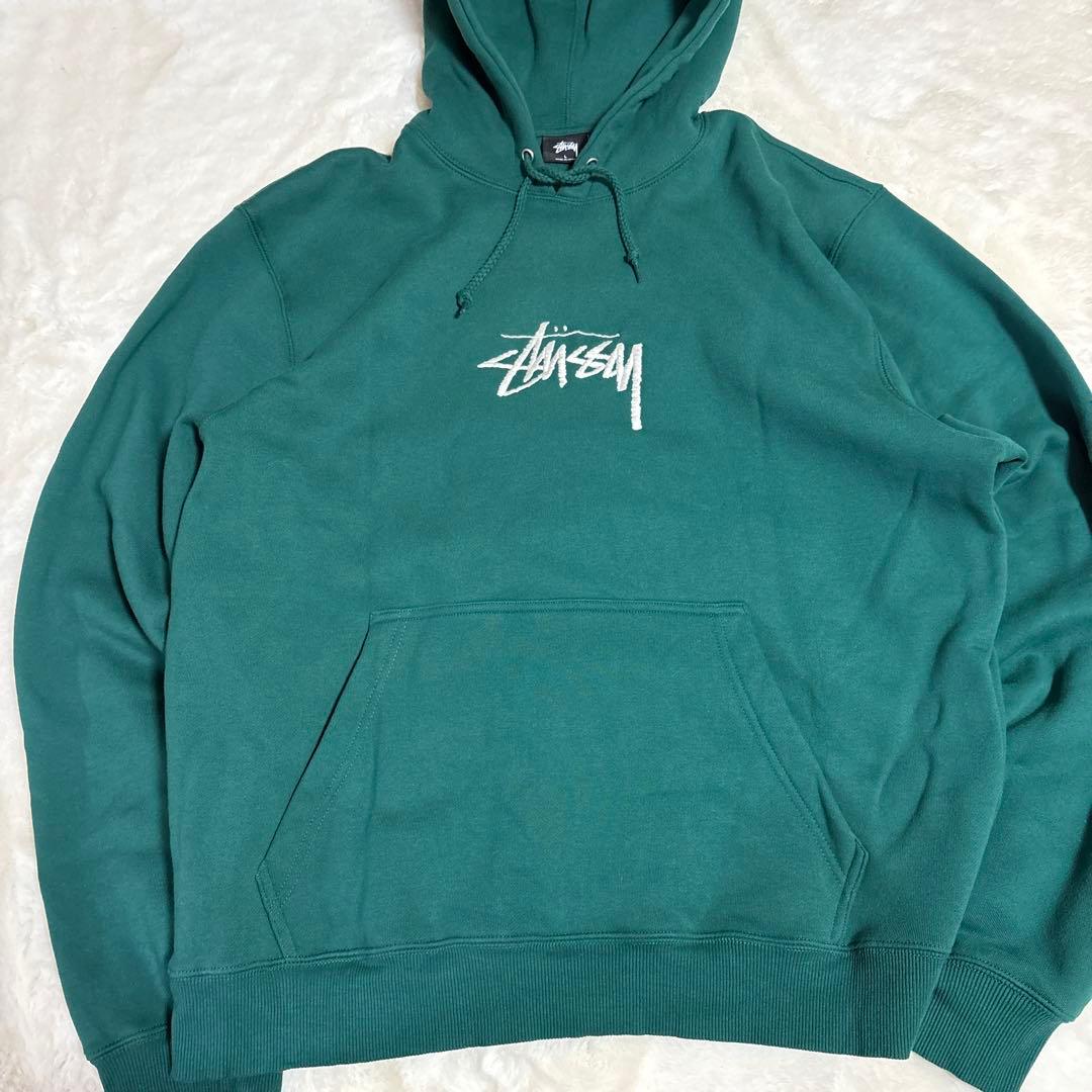 【ビッグシルエット】stussy スウェットパーカー　L グリーン