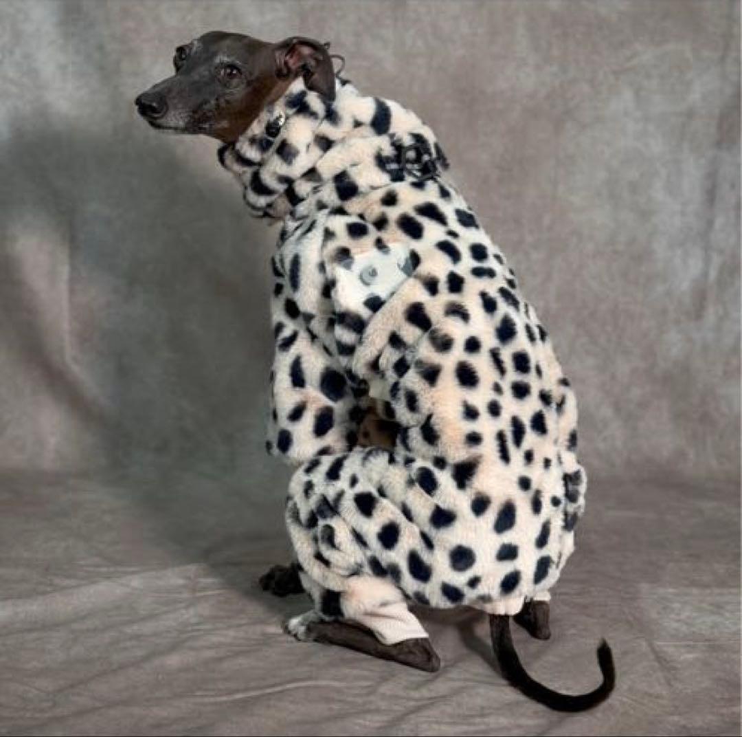 USHH エコファーレオパードジップアップロンパース　エクリュXSサイズ