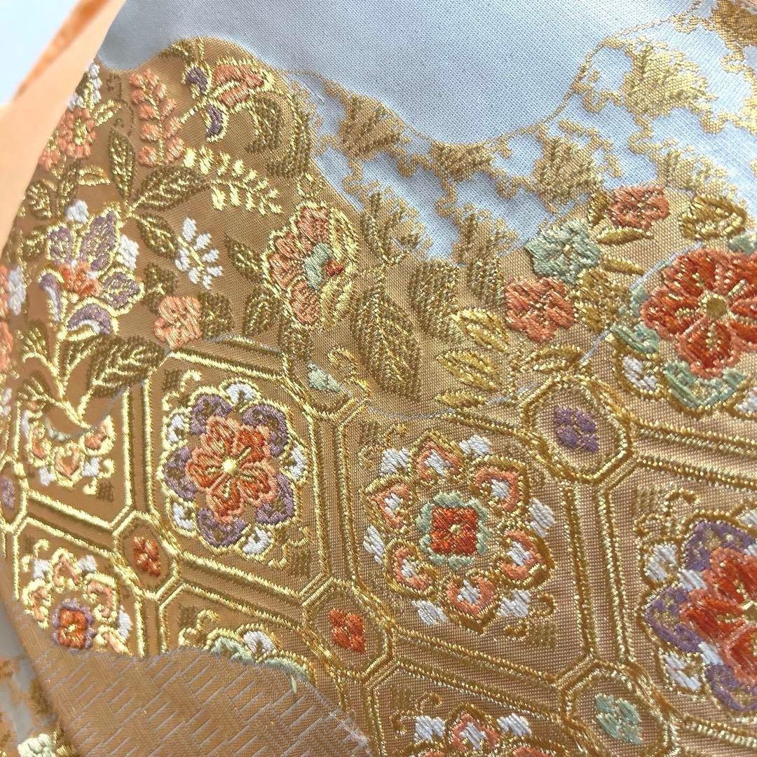 476 訪問着フルセット 正絹 薄オレンジ 薄橙 総刺繍 スワトウ 汕頭 上品