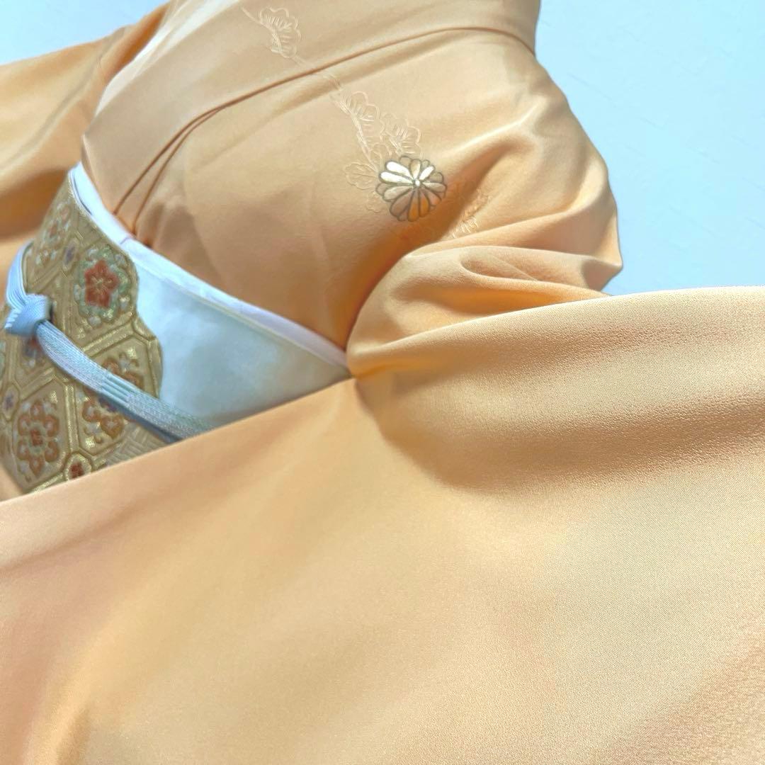 476 訪問着フルセット 正絹 薄オレンジ 薄橙 総刺繍 スワトウ 汕頭 上品