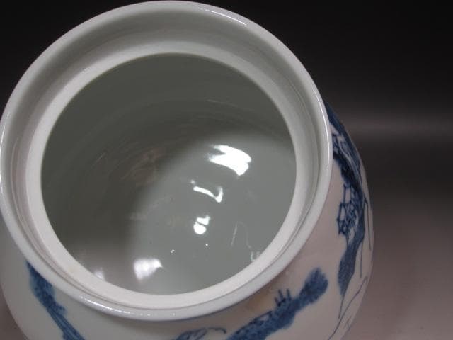 ★　加藤藤城　染付近江八景絵水指　久田流十二代尋牛斎の花押がございます★x384