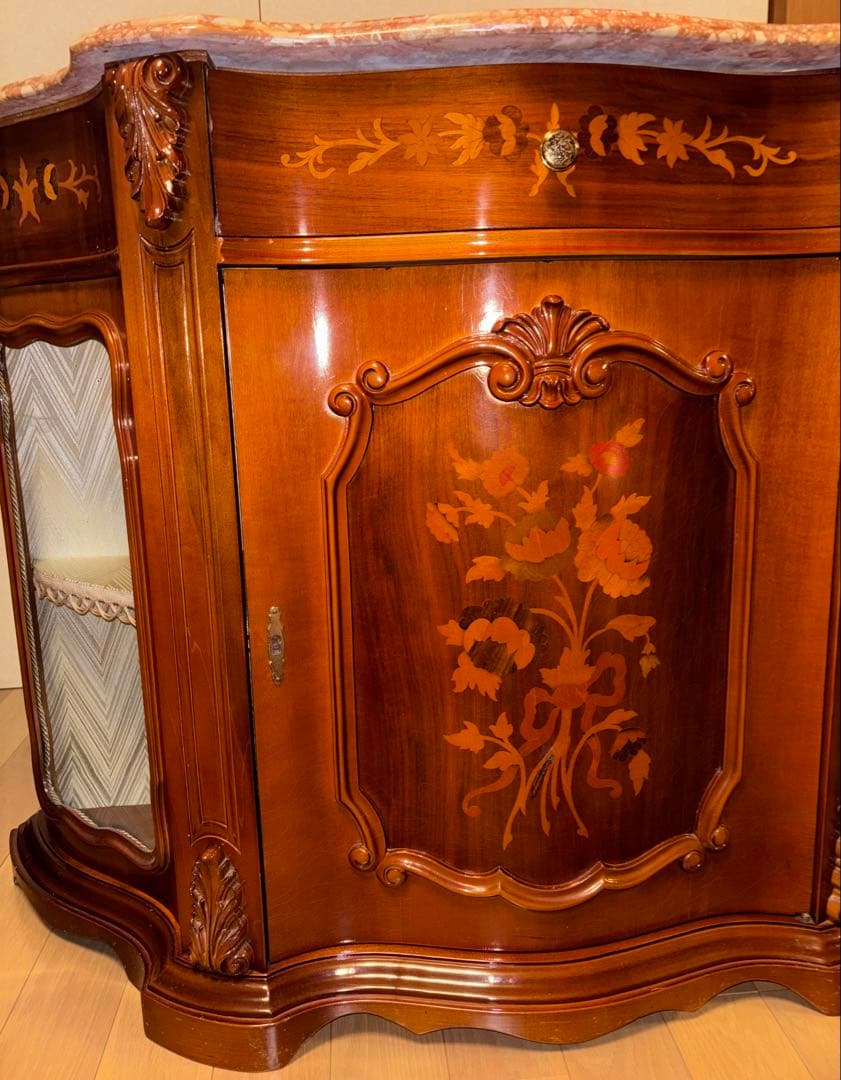 ⭐︎イタリア製家具 FP PASI 木製キャビネット 鍵付 象嵌 大理石