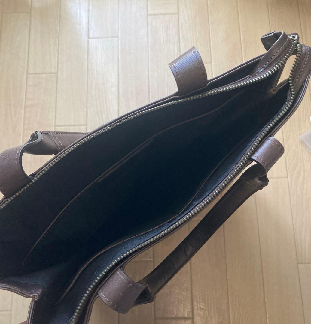  Republiq 縦長　ダークブラウン　トートバック　革　ビジネス