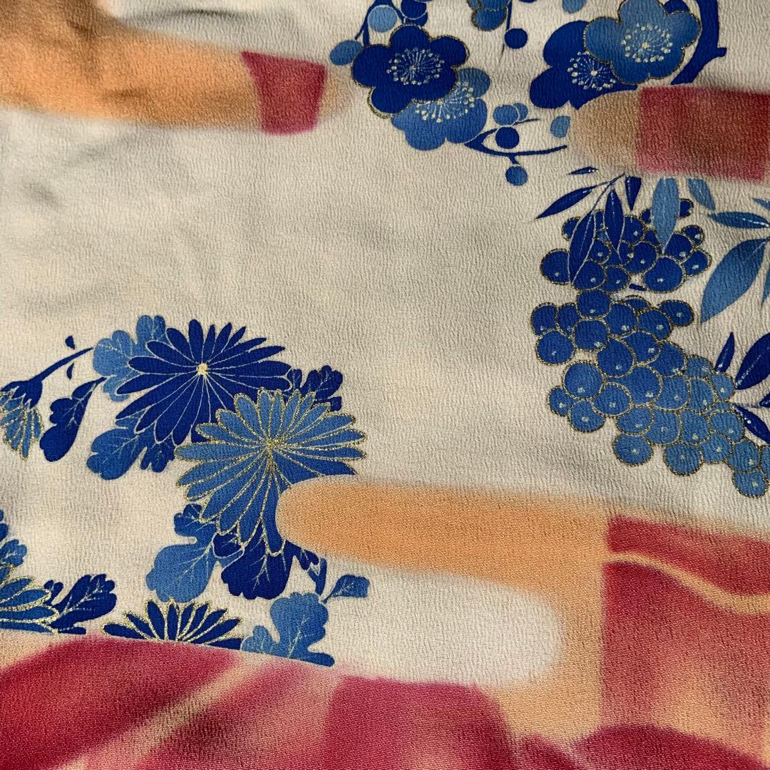 アンティーク振袖 竹に御所車文様振袖ヴィンテージリメイク正絹