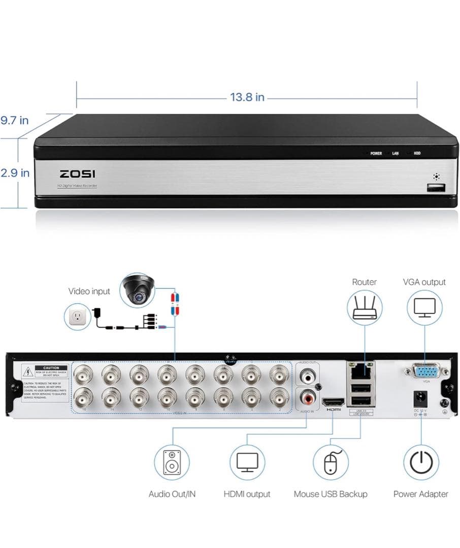 ZOSI 防犯レコーダー 1080P 16ch hdd4TB