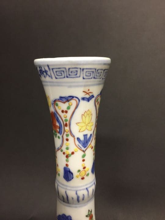 花瓶 青花五彩長頸瓶  20世紀中期中國景德鎮傑作