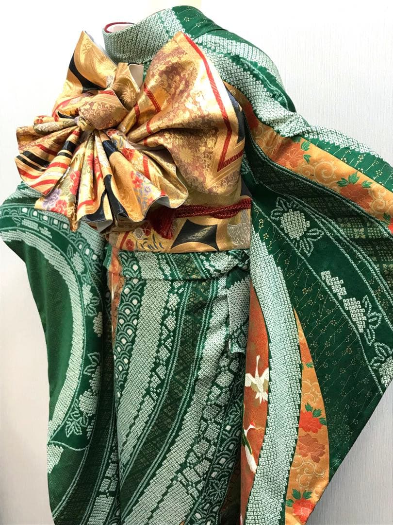 梅乃【136】正絹　振袖　フルセット　大きいサイズ　総絞り　成人式　大人　2L