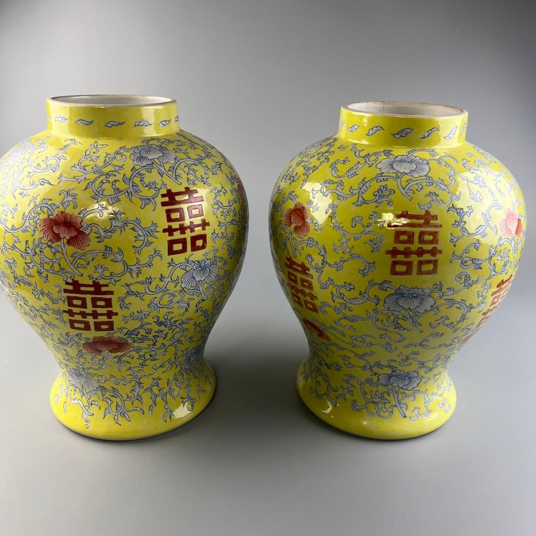 中国 粉彩 花瓶 細密 色絵 2点 壺