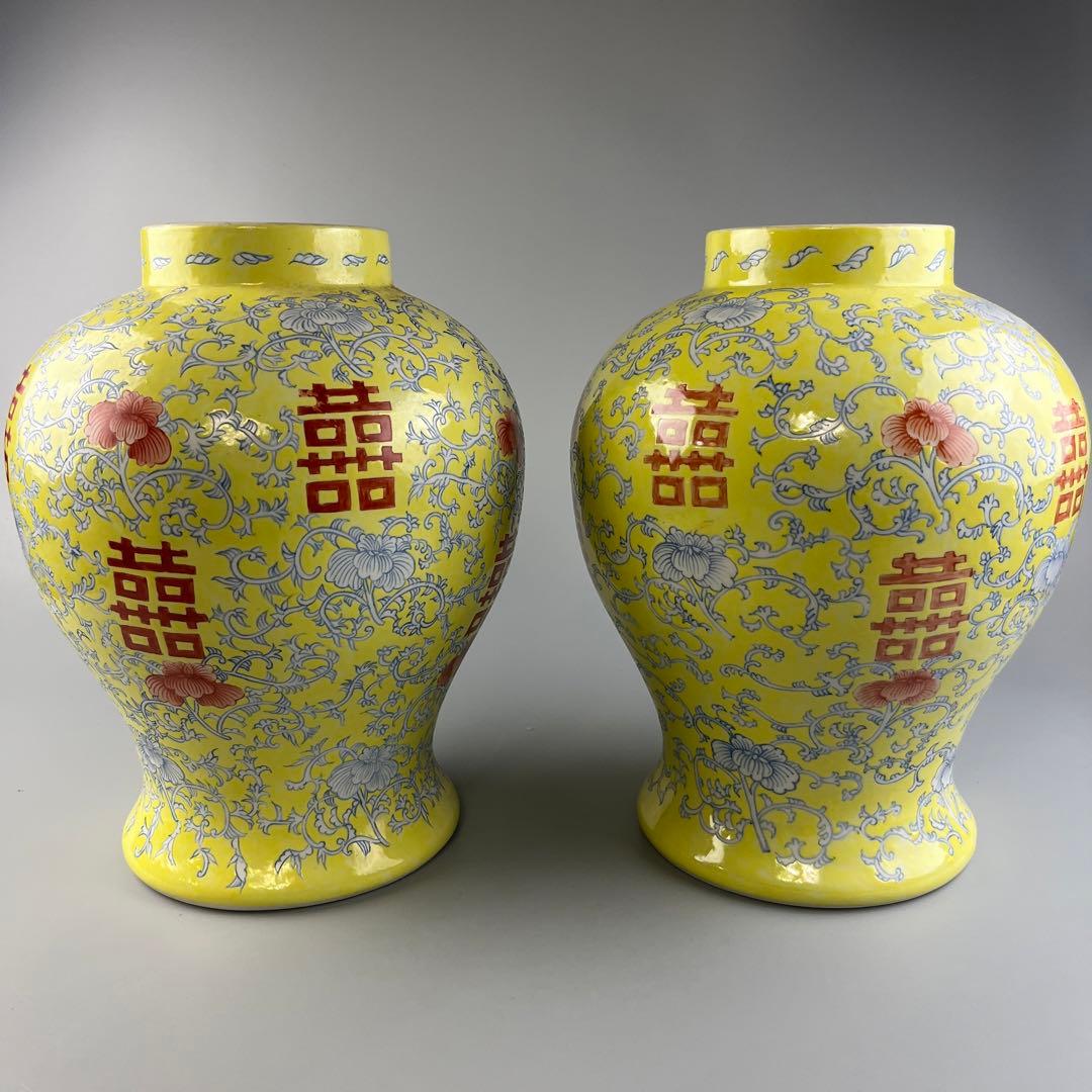 中国 粉彩 花瓶 細密 色絵 2点 壺