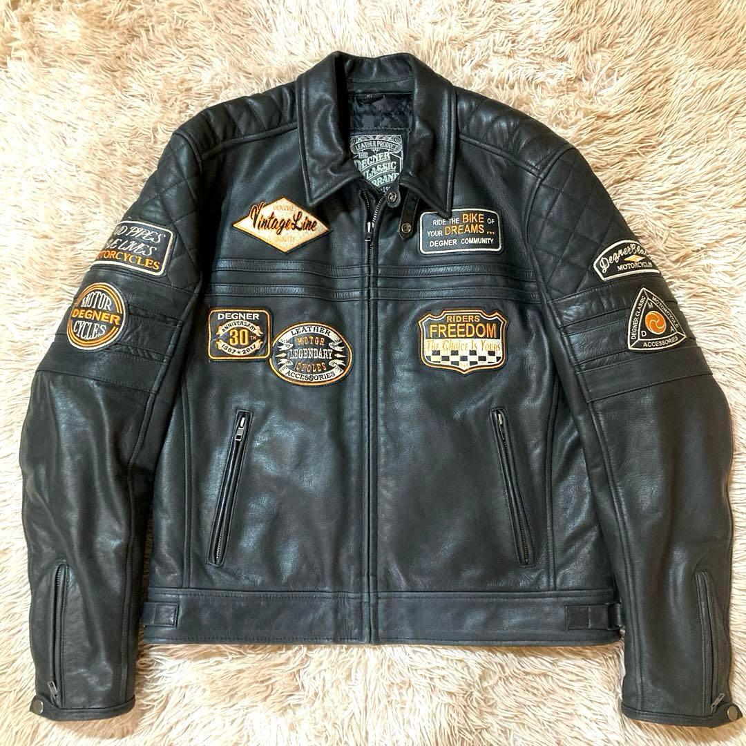 【美品】DEGNER カウレザー ライダースジャケット XL ブラック