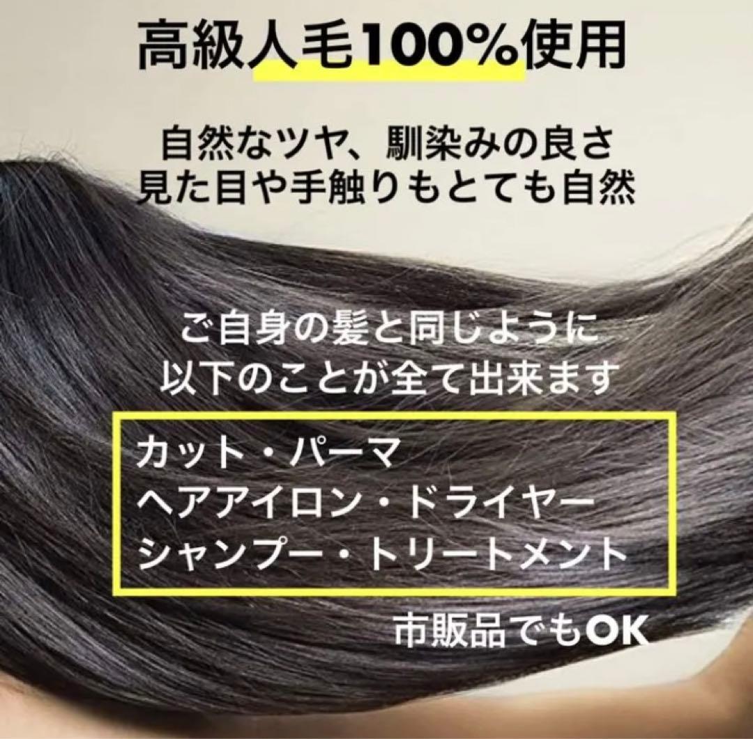 人毛100% ウィッグ ヘアピース ブラック 部分ウィッグ ミディアム ボブ 黒