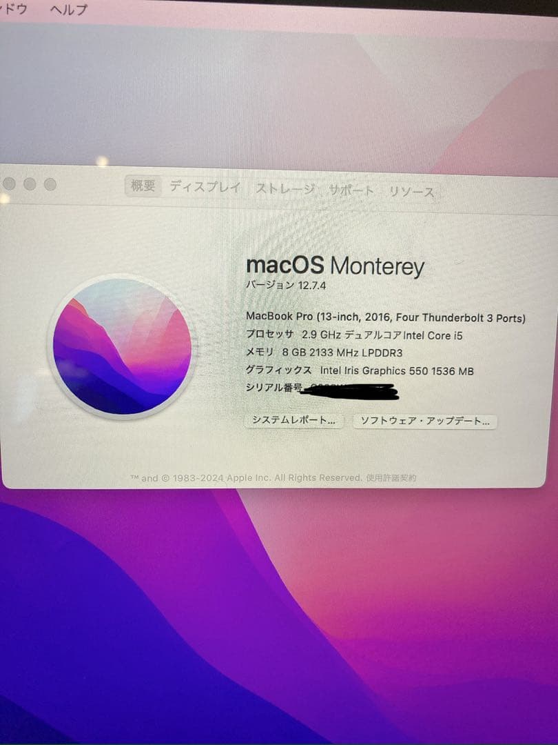 Apple MacBook 13incスペースグレー2016 8GB 251GB