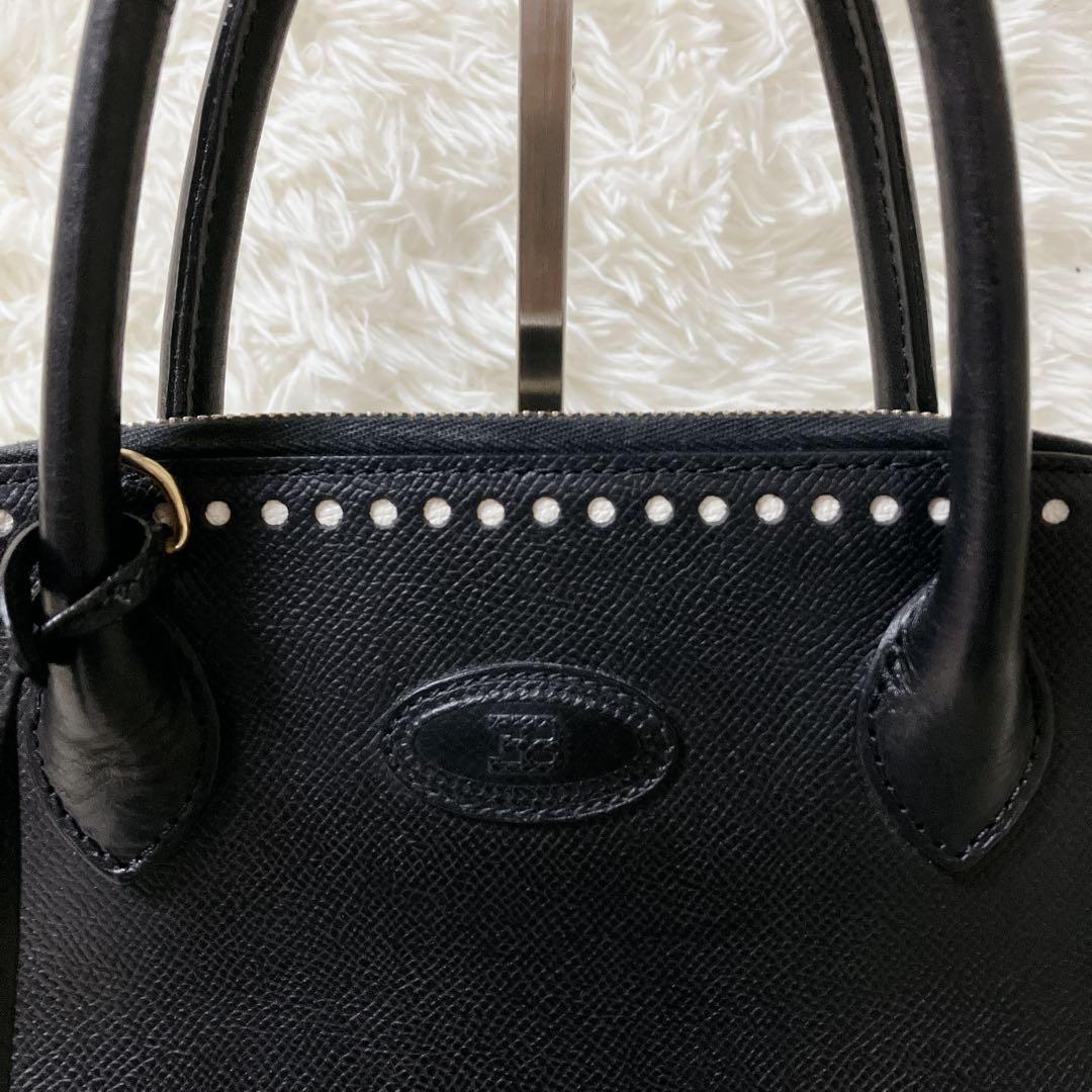極美品 エットーレ ブガッティ ハンドバッグ ブラック レザー イタリア製