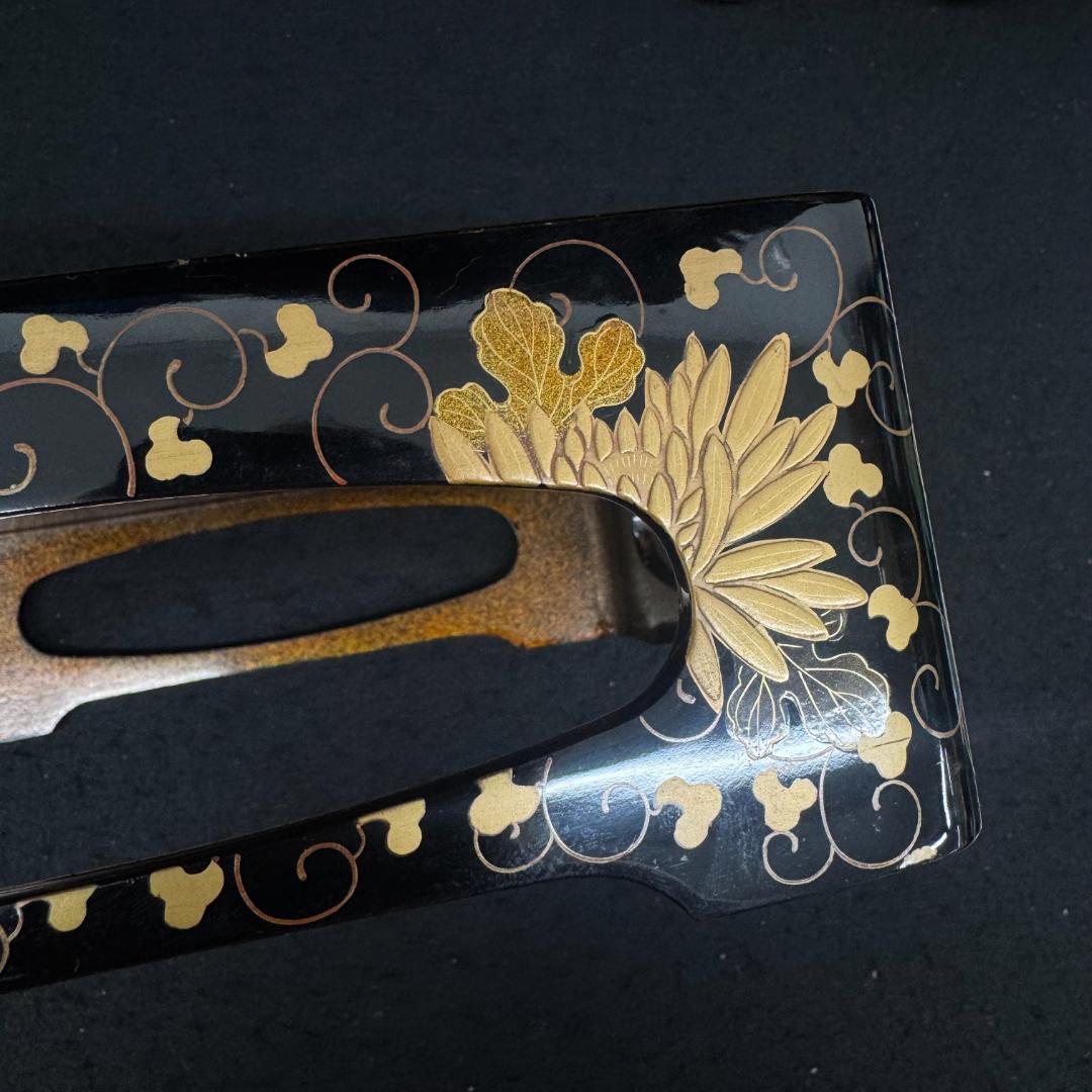 茶道具 金彩菊花蒔絵 重台 四方盆　共箱