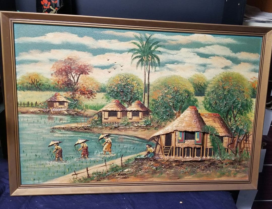 油彩のバリの風景画です