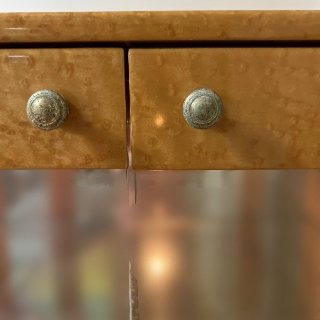 【最終値下げ】キュリオケース木製ガラスケース バーズアイ 高145横65奥行45