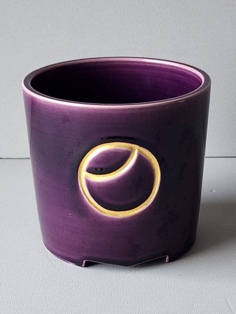 真葛香斎 紫交趾 玉 火入 布印 十水五石 共箱 /共布　茶道具