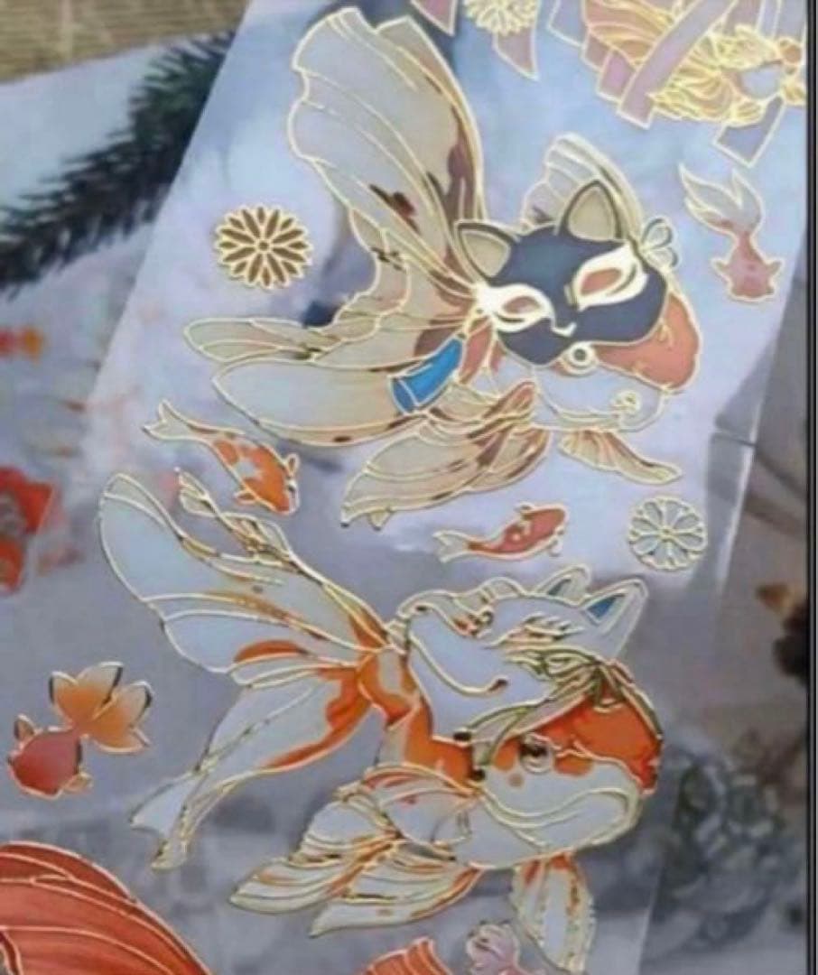 镭射金 7.5cm×10m 金鱼姬 海外マ スキングテープ 和柄 金魚