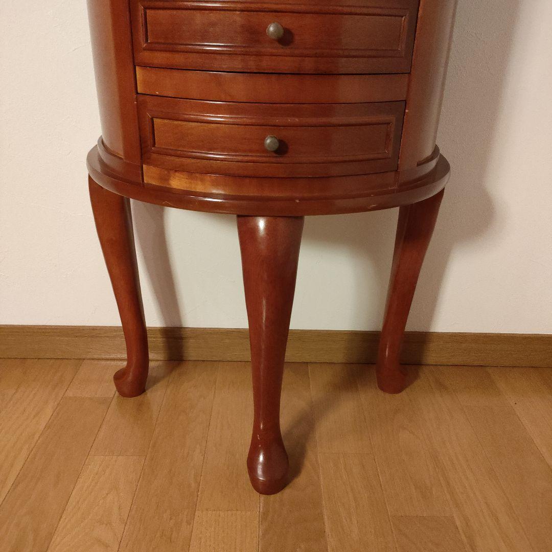 アンティーク調 木製 猫脚 ジュエリーチェスト 4段 半円 猫足 3本足