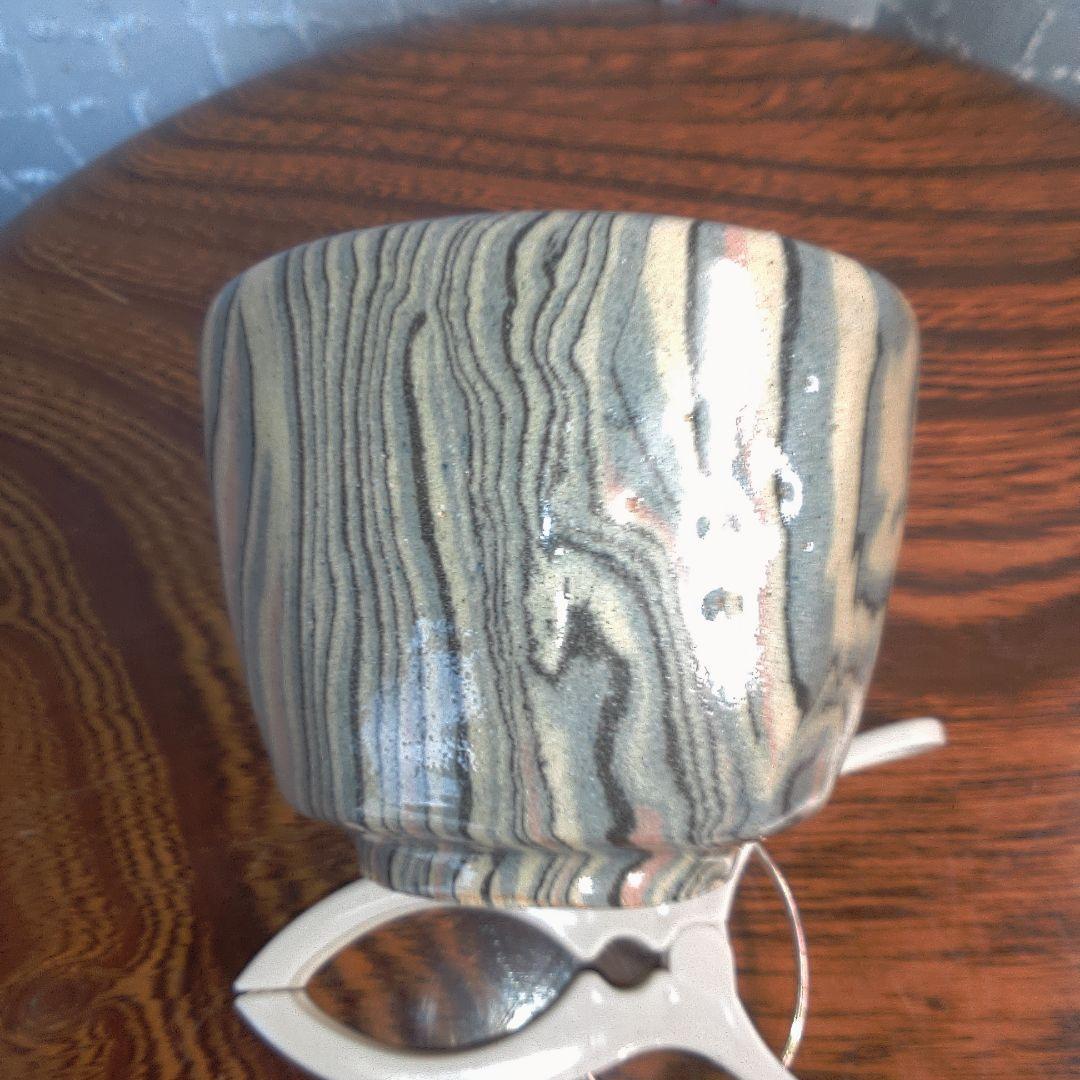 骨董５ マーブル模様の陶器製茶碗