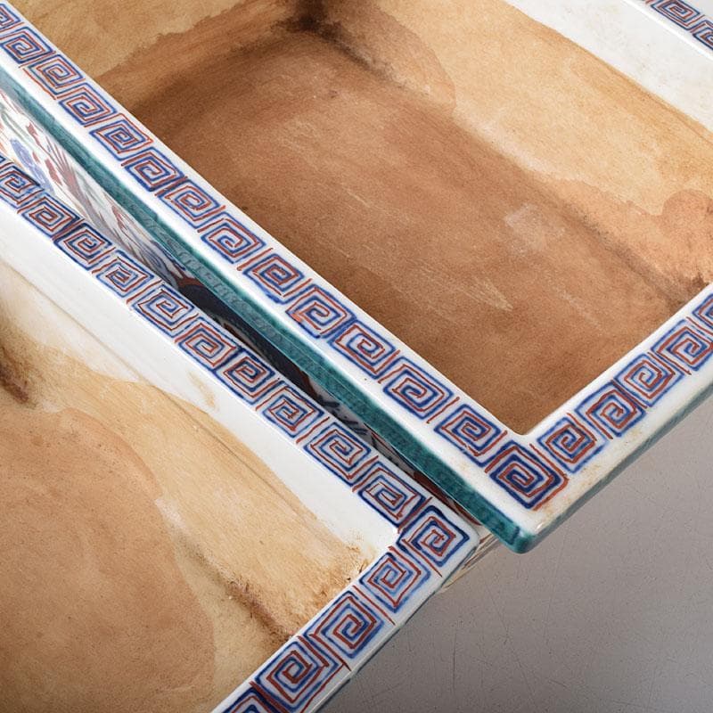 中国　大明萬歴年製　五彩　雲龍文 植木鉢　盆栽鉢　大小2点　M　7642