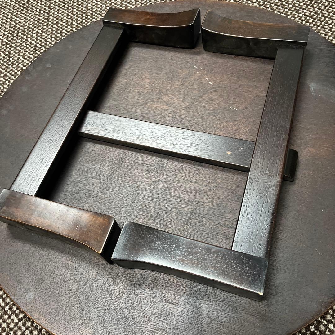 昭和レトロ　古道具　ちゃぶ台　円形木製座卓 ダークブラウン 直径75cm