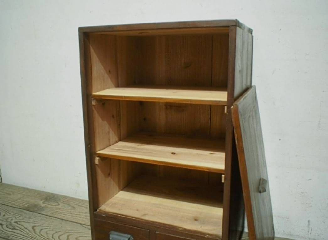 1058 ビンテージ　ケンドン扉の収納棚　飾り棚　本棚　ケース　古家具　レトロ