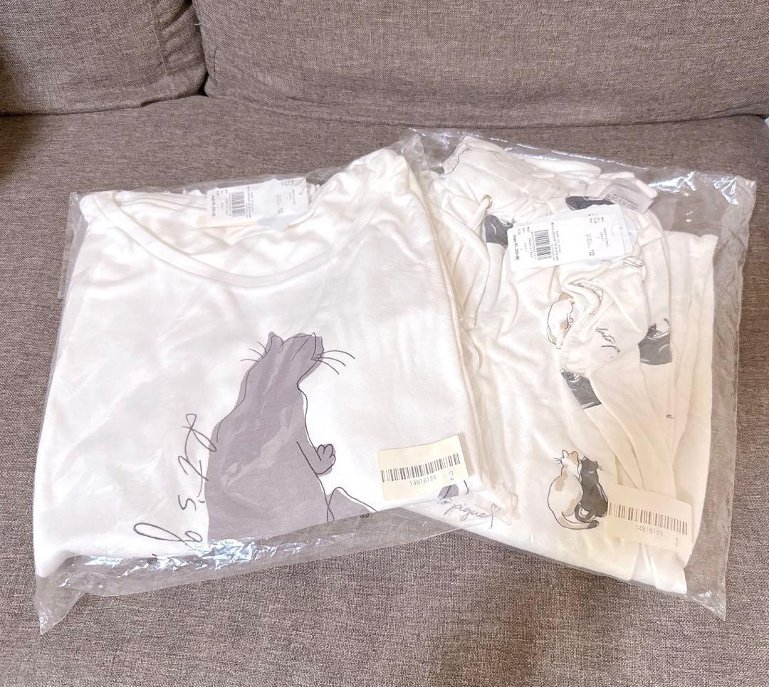 ジェラートピケ キャットTシャツ キャットロングパンツ セットアップ