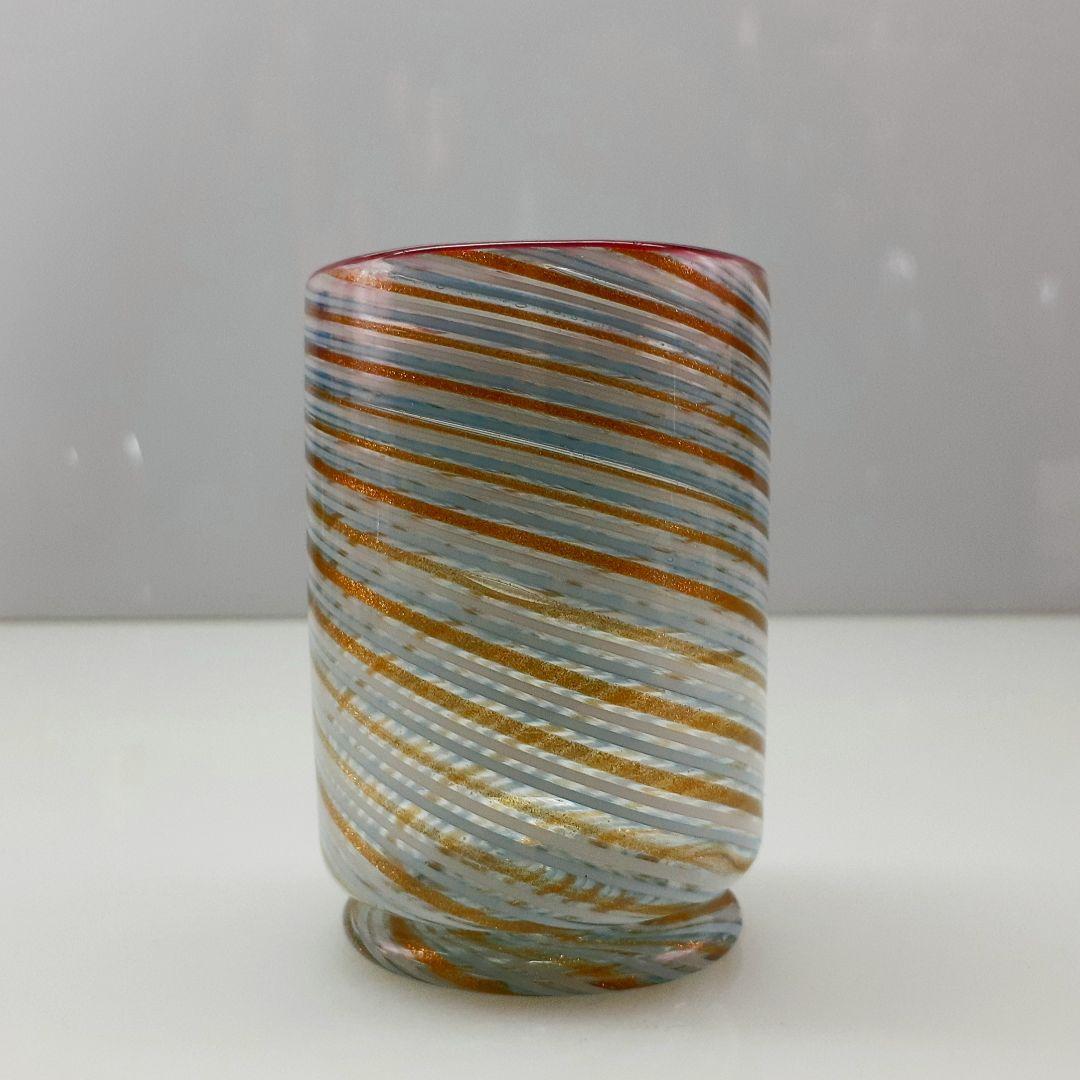 MURANO ムラノ 金彩 水色 ライン グラス