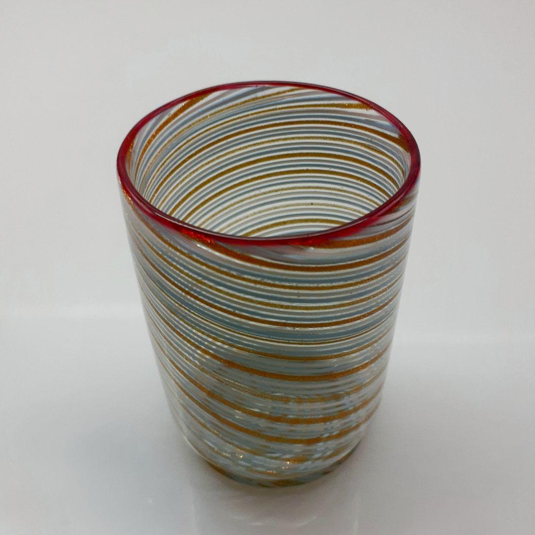 MURANO ムラノ 金彩 水色 ライン グラス