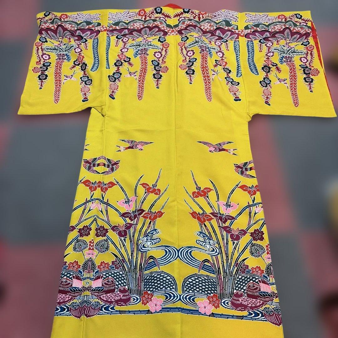 琉球紅型　山吹色　打ち掛け