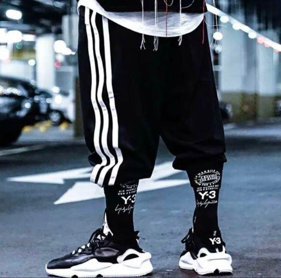 Y-スリーストライプス　サルエルパンツ　ブラック