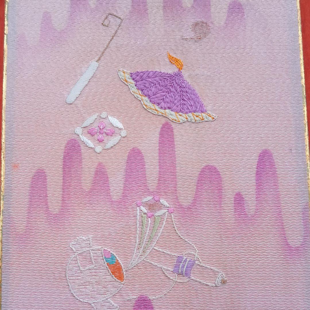 刺繍裂　刺繍　古布　ちりめん　縮緬　吉祥文様　着物　アンティーク