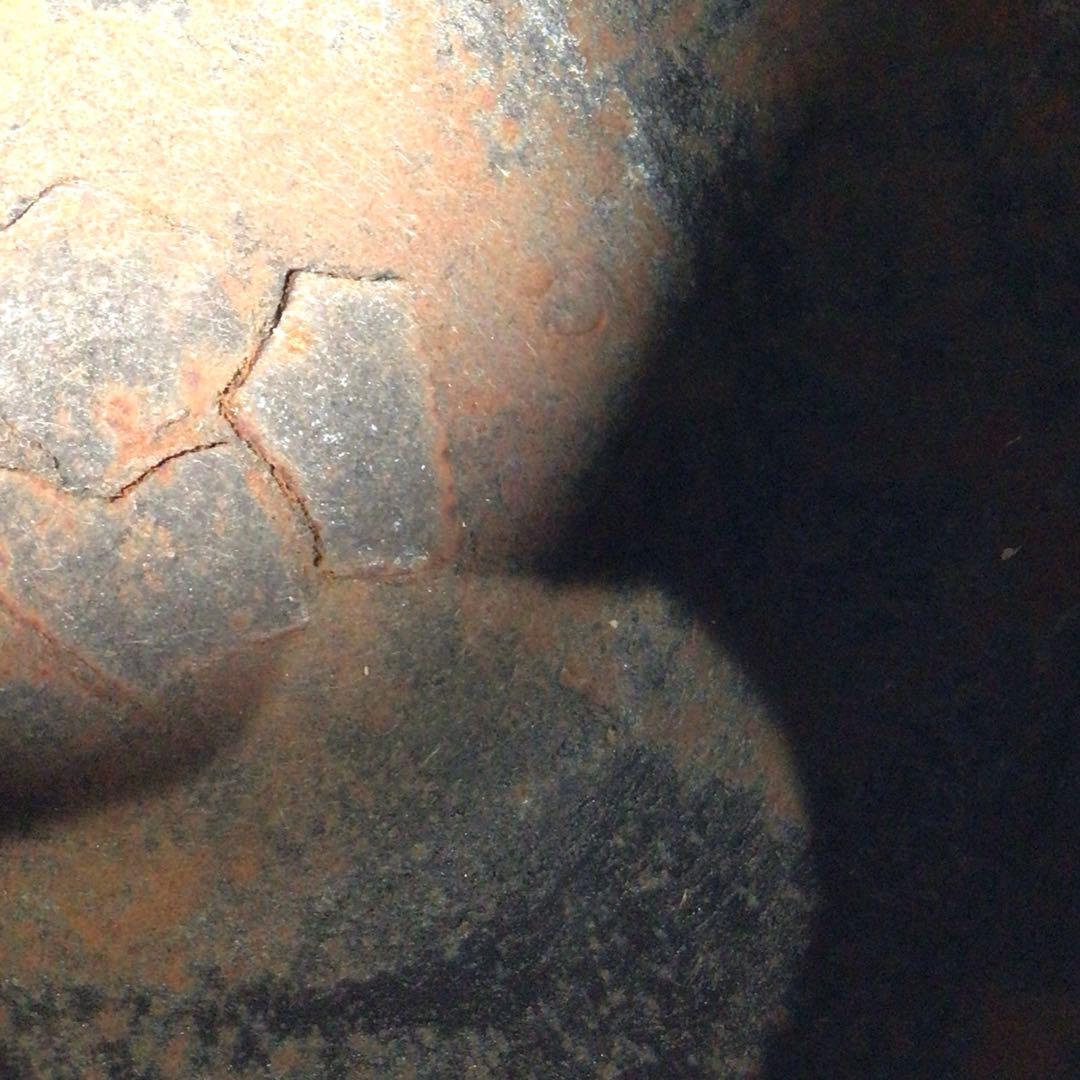 Ｐ４７６　茶釜　『釜師　畠春斎造』『竹紋』『六方翼形釜』　共箱　茶道具