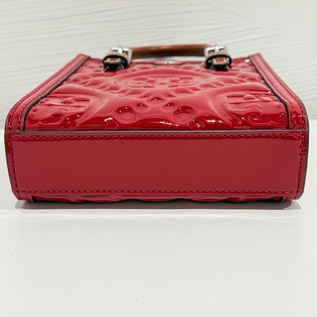 極美品 トリーバーチ レザー ミニトート バッグ 2way レッド系