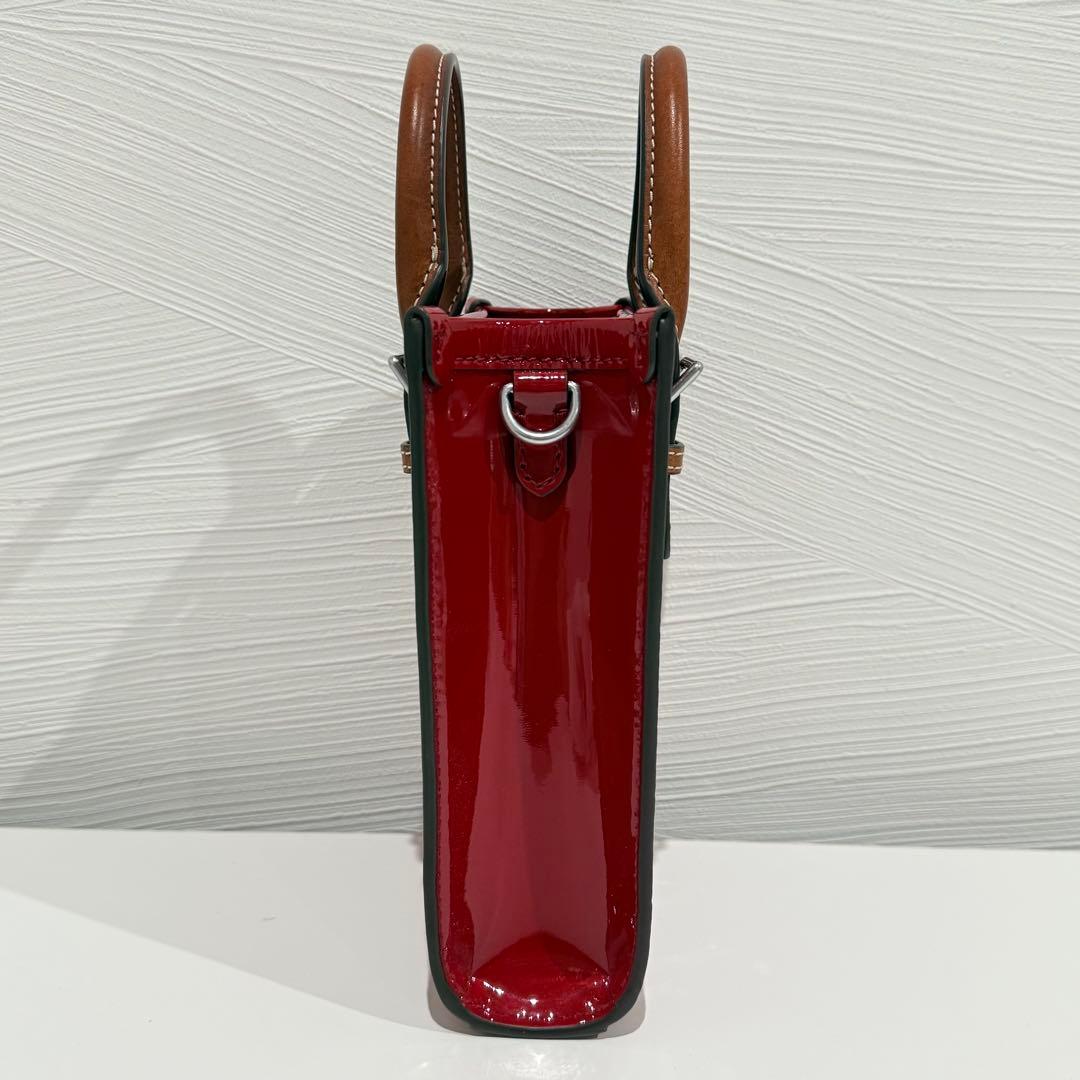 極美品 トリーバーチ レザー ミニトート バッグ 2way レッド系