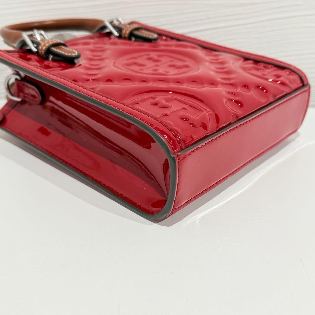 極美品 トリーバーチ レザー ミニトート バッグ 2way レッド系