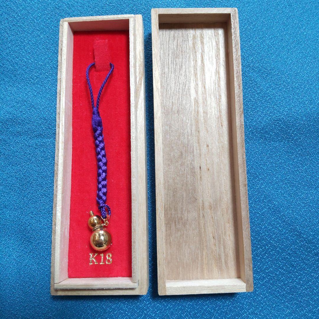 K18 18金 根付け・ストラップ ひょうたん型 鈴