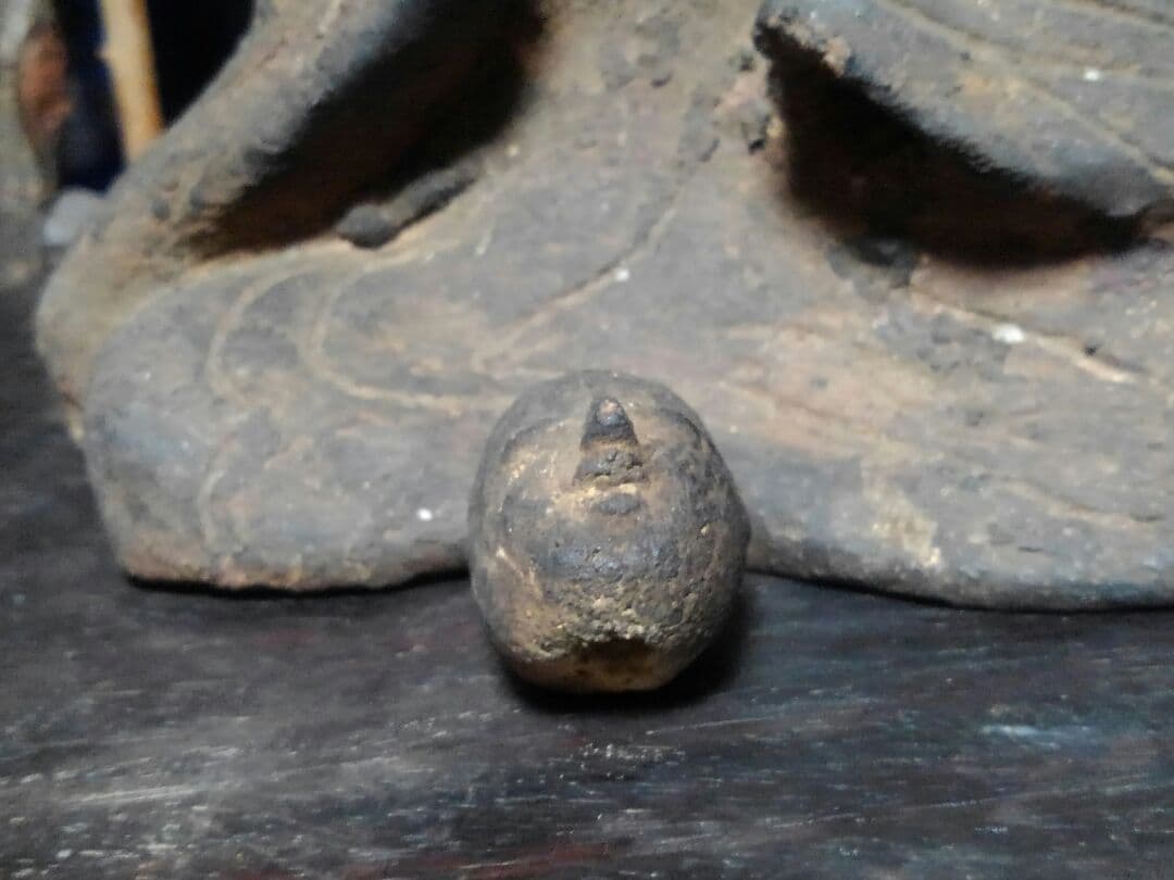 ♥陶製　とても古い　仏像　２　座像　仏壇　仏具　骨董品