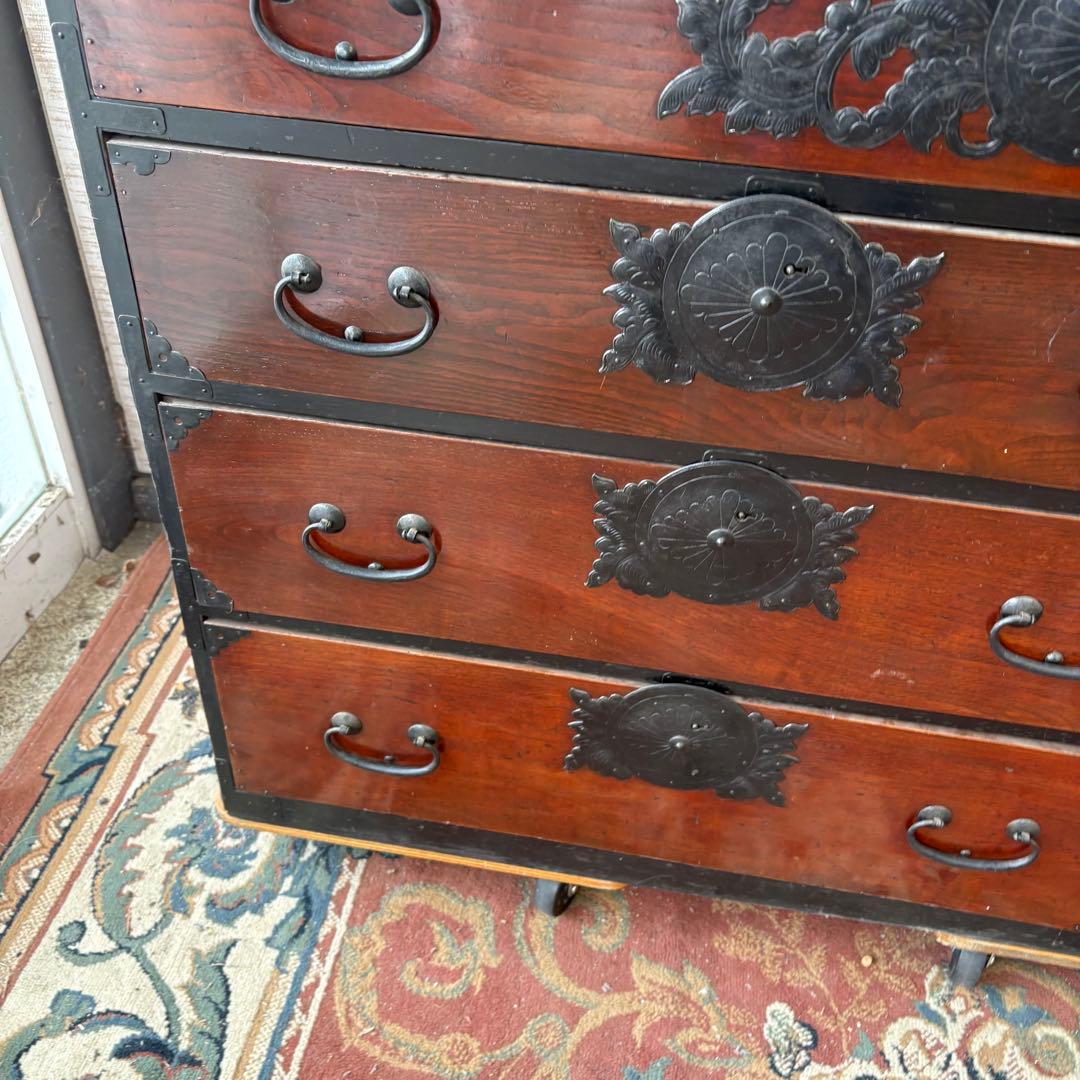 昭和レトロ 古家具 大型 仙台箪笥 4段9杯 引き出し箪笥 和箪笥 ビンテージ