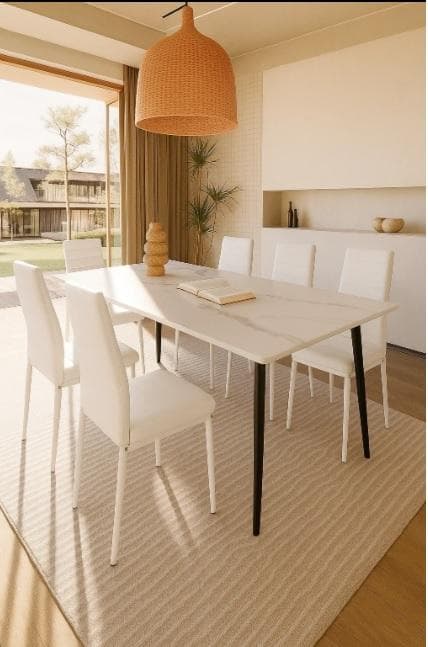 新品セラミックダイニングテーブル 5点セット　ホワイト160CM 高級感　耐久性