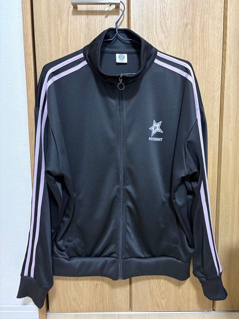 ポテンヒット トラックジャケットLサイズ 天竺鼠川原モデル（ブラック/パープル）