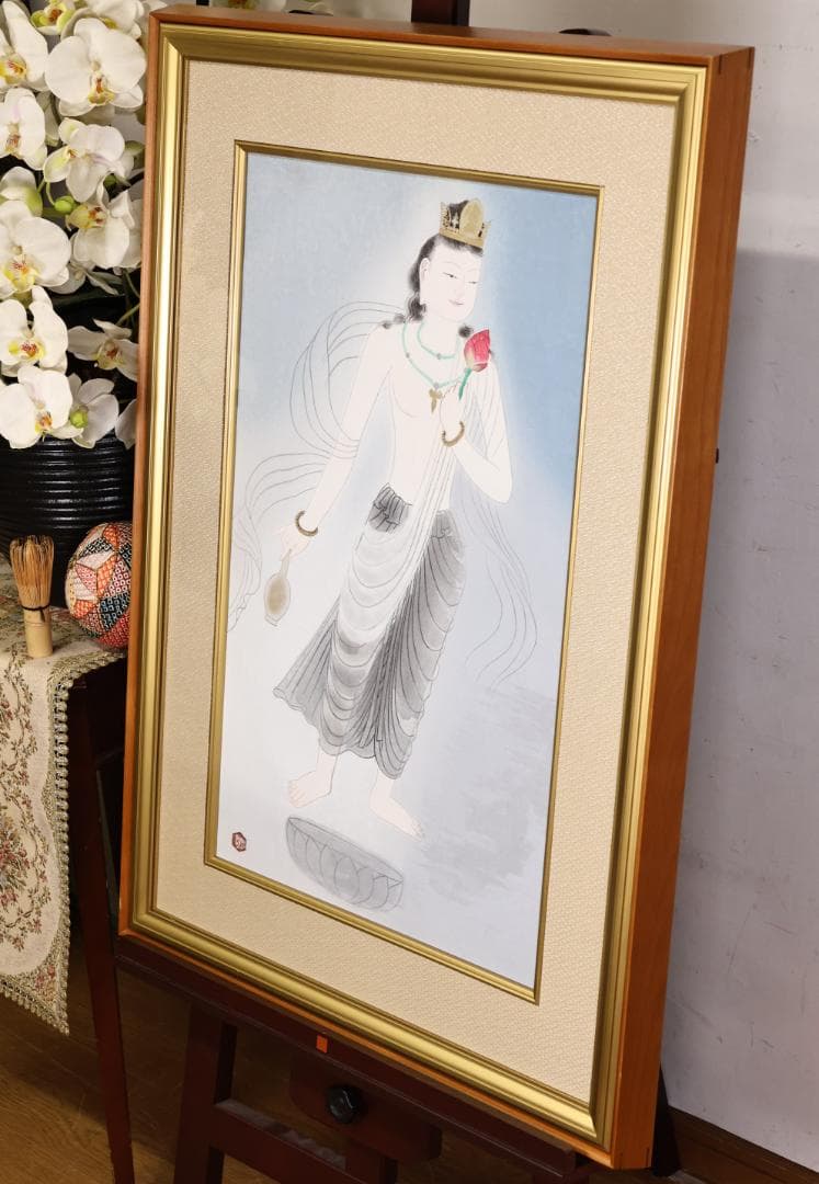 平和祈念館　伝統手摺木版画　小倉遊亀 筆 「 観自在 」 99/150